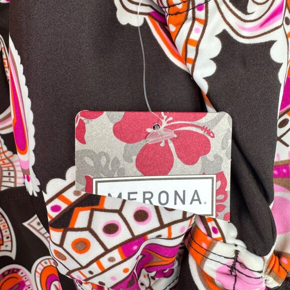 Vintage Merona Plus Size 22W Paisley Print Ruched Tankini Top With Built-In‎ Bra - Picture 3 of 9